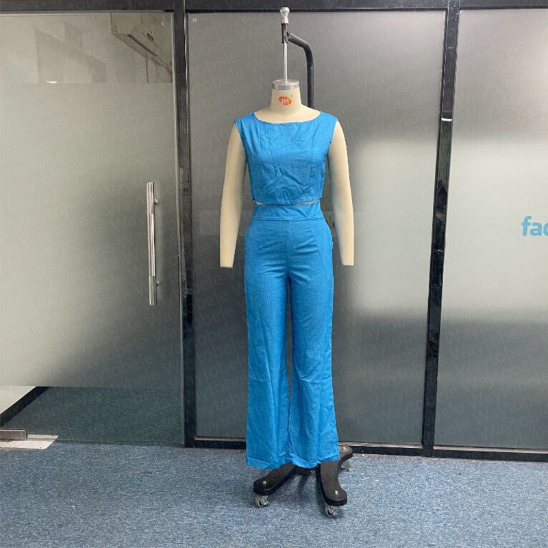 High Waist Fashion Wide Leg Pants Suit