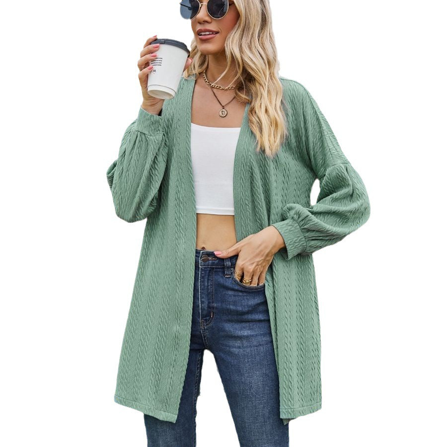 Cardigan ample à manches longues et couleur unie pour femme