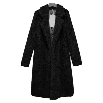 Herbst/Winter Schlanke Damen Revers Langarm Einfarbig Street Coat Kleidung