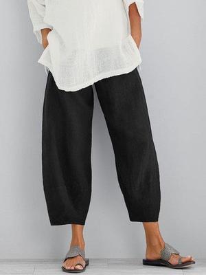 Pantalon Capri décontracté simple et ample pour femme, couleur unie, pour l'été et le printemps