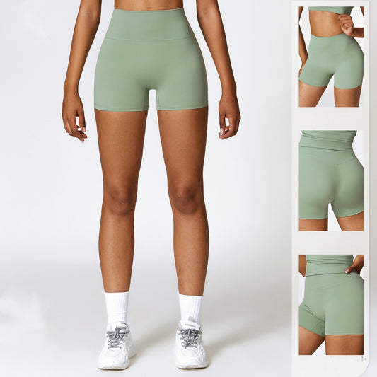 Short de yoga moulant brossé pour femme, pantalon de fitness à taille haute qui contracte le ventre