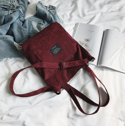 Fashion Corduroy Student Shoulder Crossbody Bag