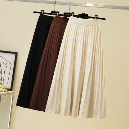 Mid-length pleated skirt skirt