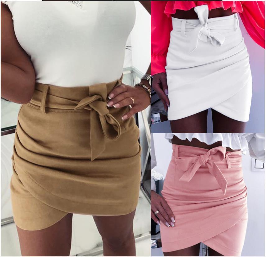 High waist cross tie wrap skirt