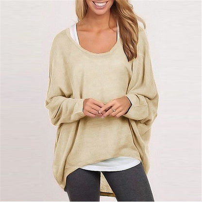 Sweater loose women's solid color T-shirt multi-color knitting