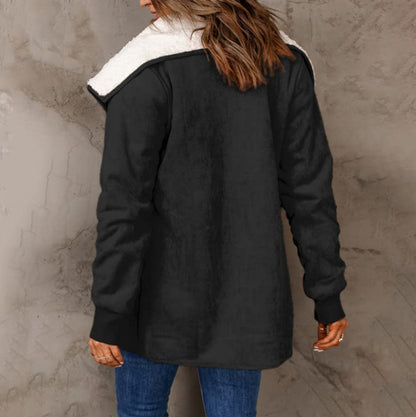 Manteau chaud en laine d'agneau et daim à manches longues pour femme