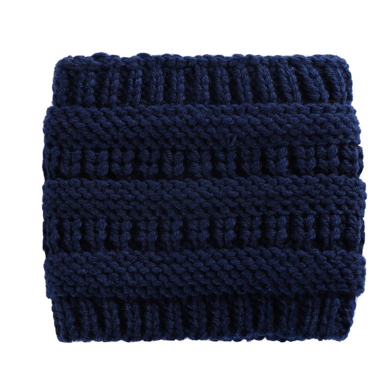 Damen Wintermütze mit Pferdeschwanz-Motiv, warm, Ohrenwärmer, Kopftuch, lässig, gehäkelt, Turbanmütze, weiche Strickmütze aus Wolle 