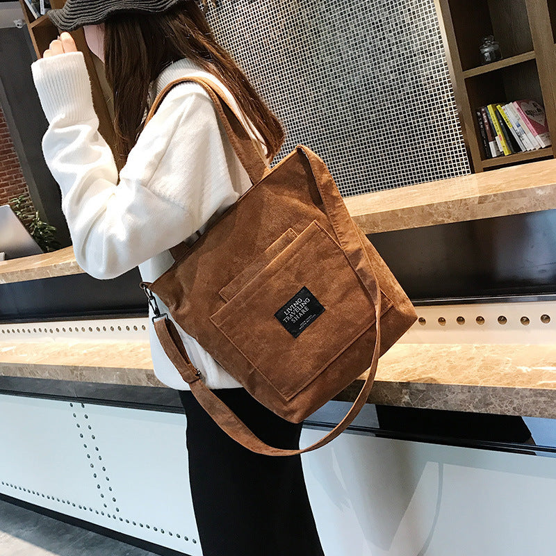 Fashion Corduroy Student Shoulder Crossbody Bag