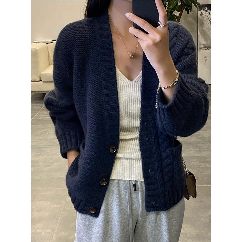 Women's Cashmere Twist Knit Sweater Jacket