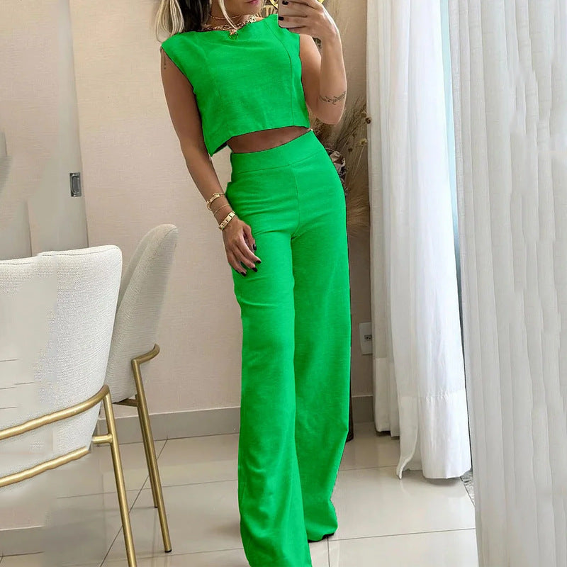 High Waist Fashion Wide Leg Pants Suit