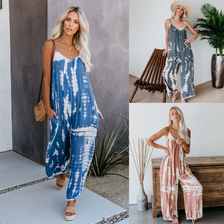 Tie-dye Jumpsuit Loose Pants