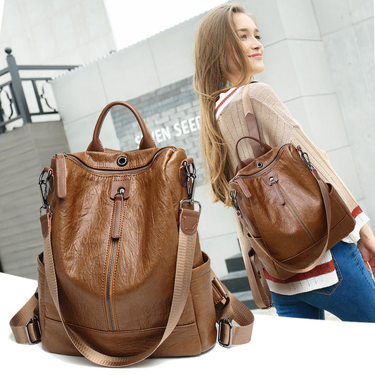 All-in-one multifunctional soft leather backpack