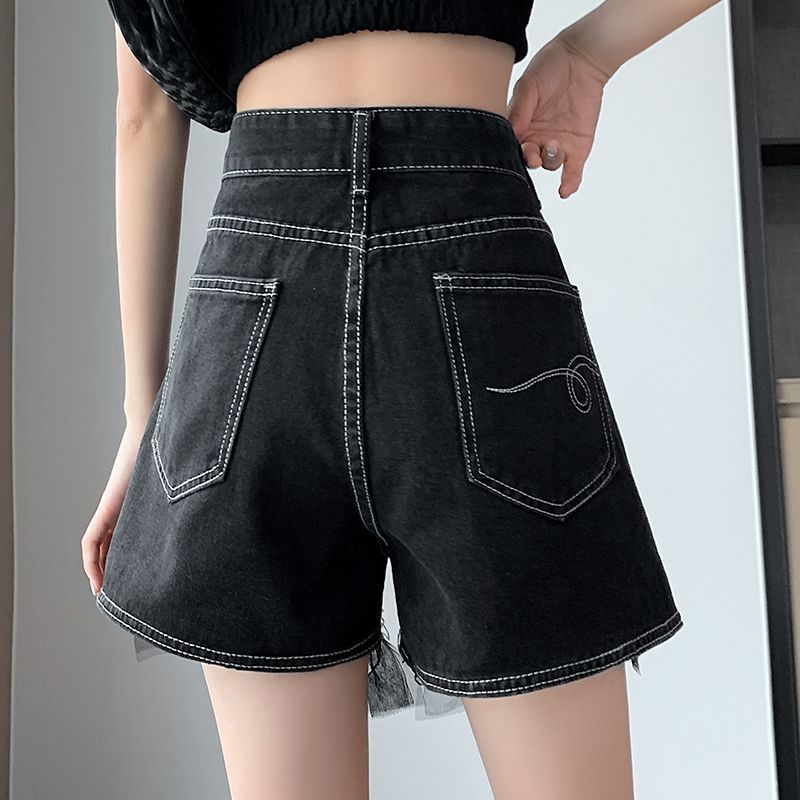 Short en jean taille haute pour femme