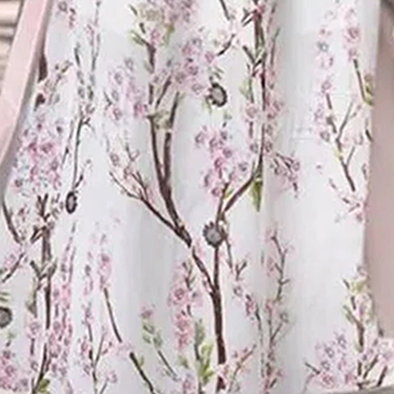 Autumn And Winter White Elegant Long Printed Chiffon Cardigan Mid Waist Dress