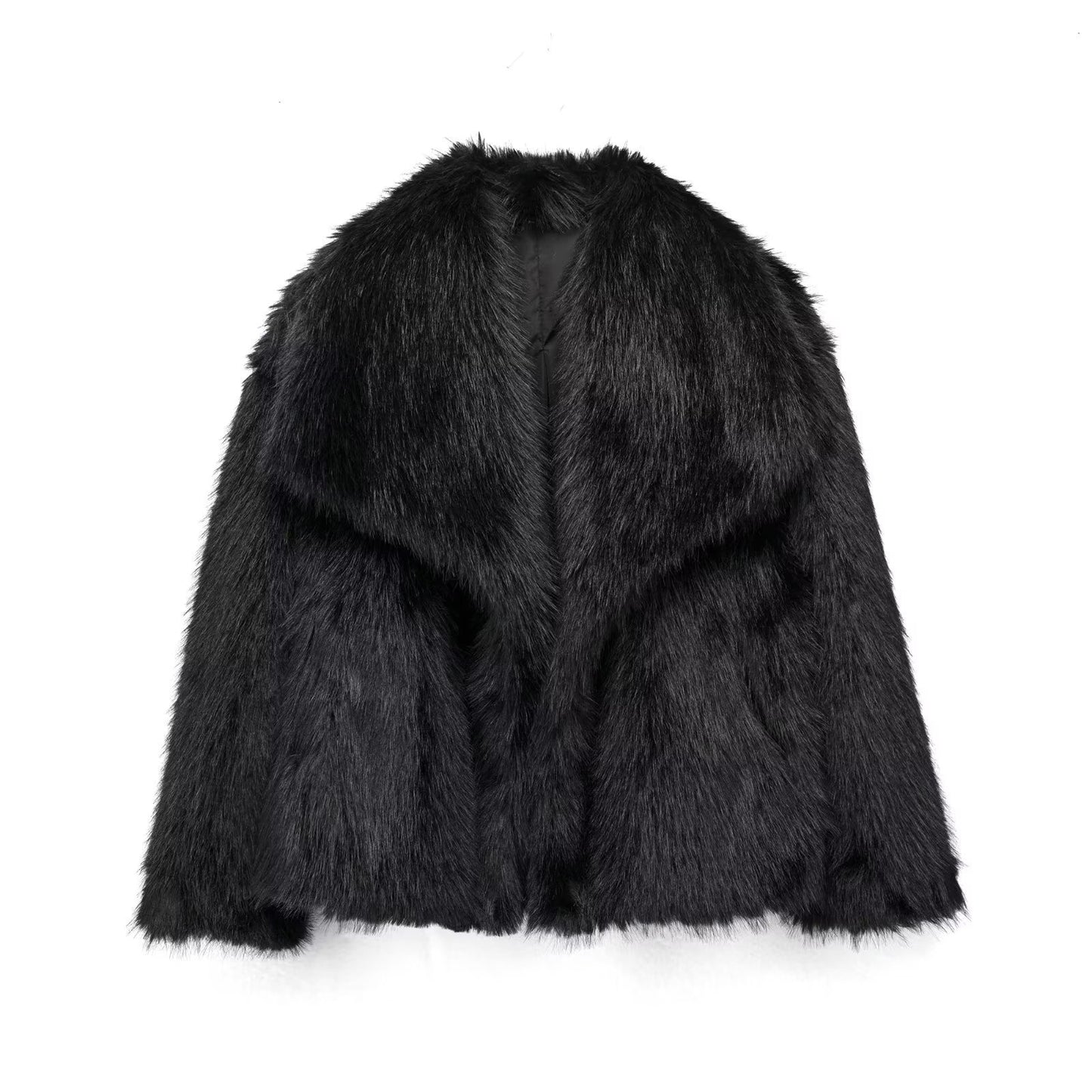 Manteau d'hiver en peluche à la mode pour femme, épais, à revers, décontracté, à manches longues