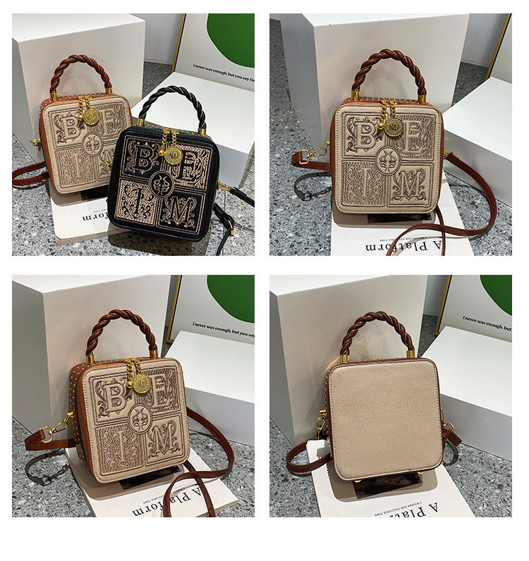 Versatile One Shoulder Crossbody Embroidered Small Square Bag