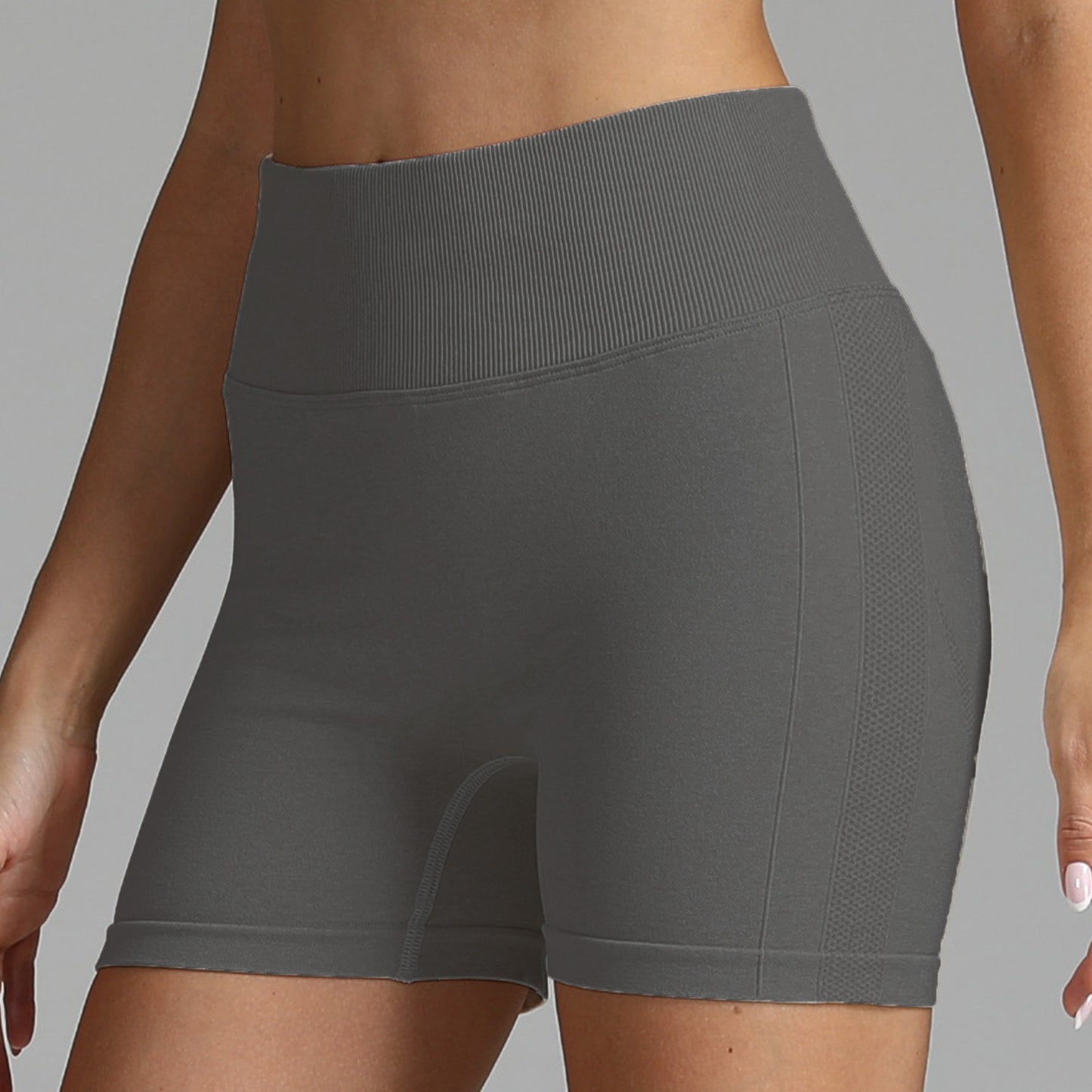 Short de yoga sans couture pour femme, couleur unie, taille haute, pantalon de fitness, de course à pied