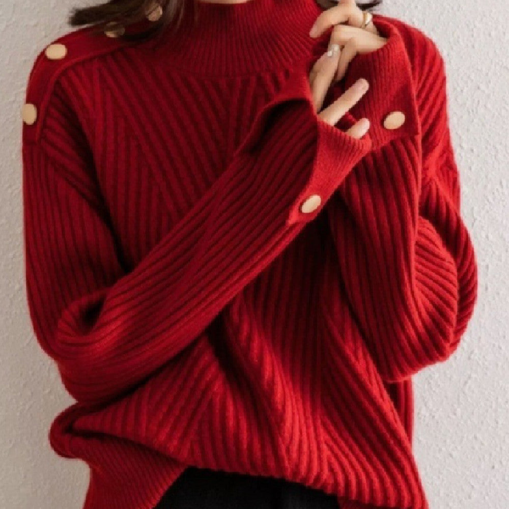 Autumn And Winter Japanese And Korean New Half Turtleneck Sweater Design Cuff Sweater For Women