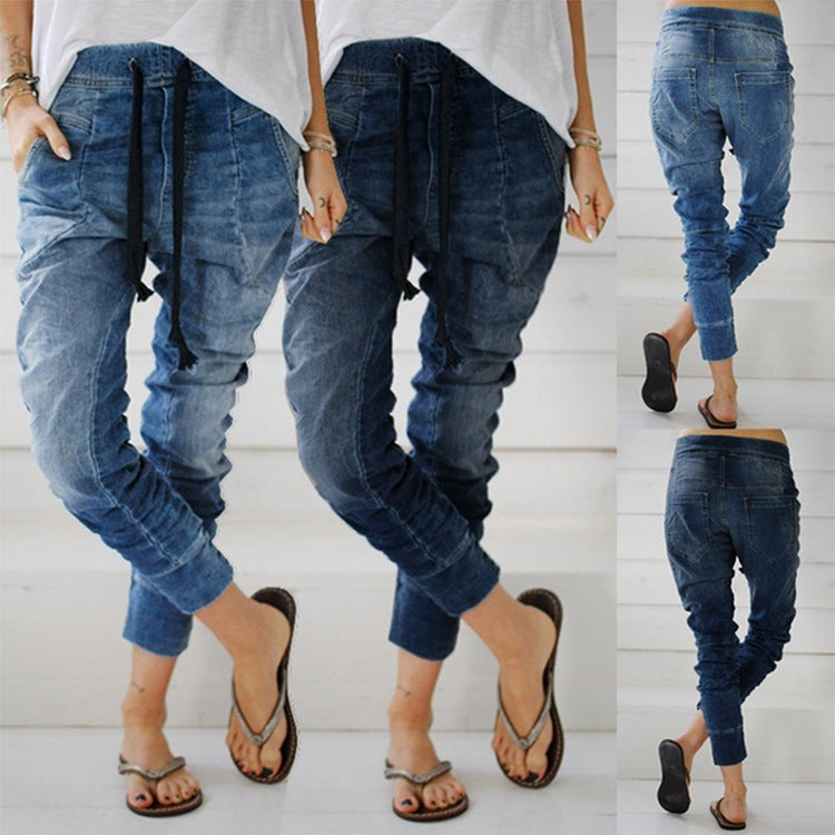 Pantalon en jean à lacets sarouel