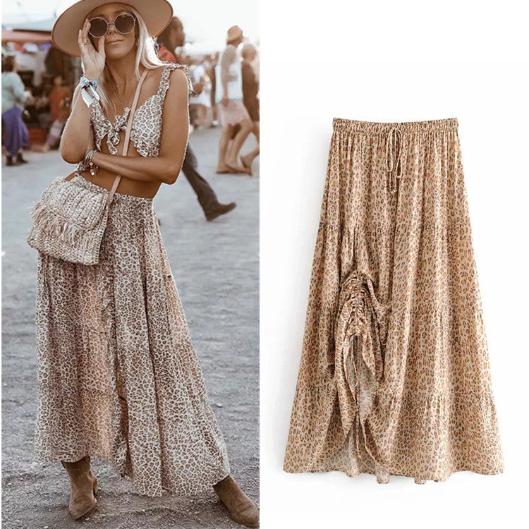 Printed pleated skirt