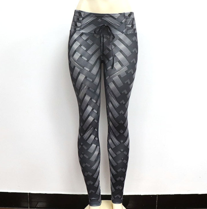 High Waist Iron Weave Print Push Up Yoga Workout Leggings