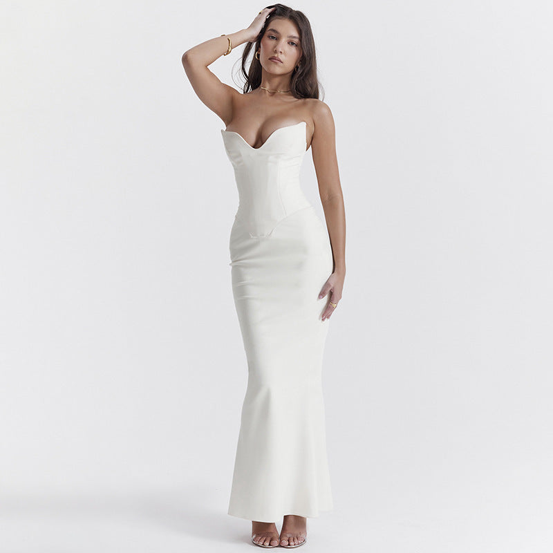 Robe tube slim couleur pure à la mode d'été