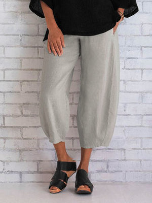 Solid Women's Simple Loose Casual Capris Pants Summer Spring