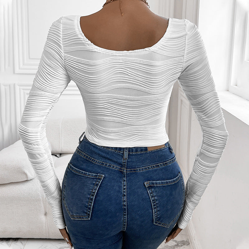 Chemise slim à manches longues pour femme