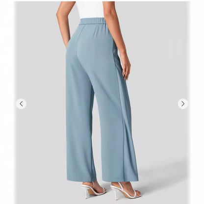 Pantalon large taille haute à fermeture éclair invisible sur le côté pour femme