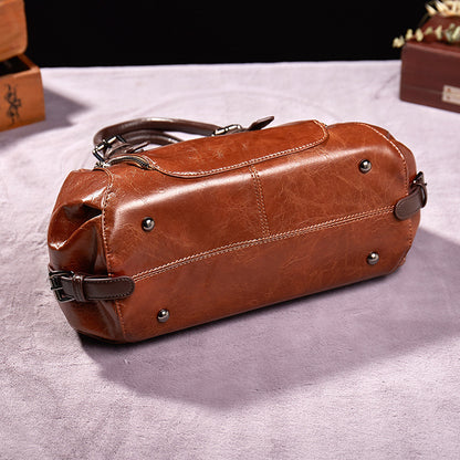 Sac messager portable à une épaule en cuir souple de grande capacité pour femme