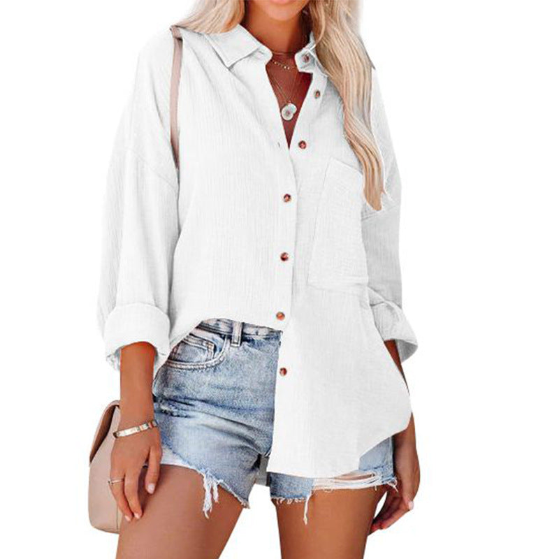 Women's Dropped Shoulder Bat Shirt Casual Long Sleeve Shirt