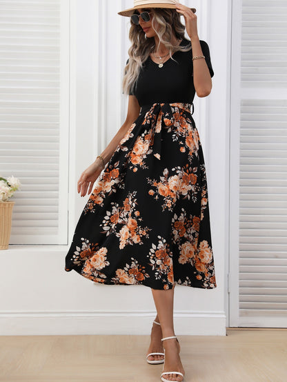 Women's Graceful And Fashionable U-neck Dress Printed Dress