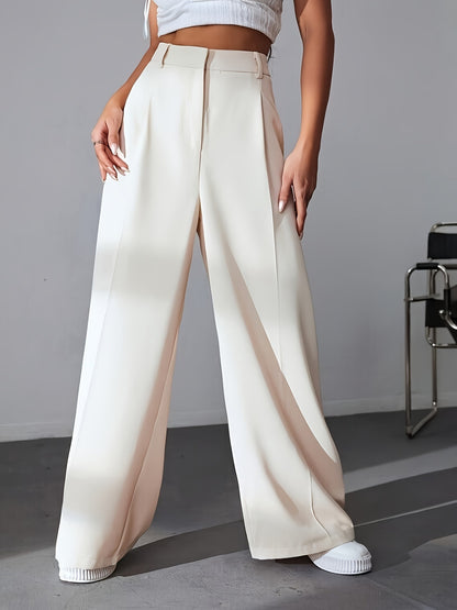 Pantalon ample taille haute amincissant à jambes larges et coupe droite