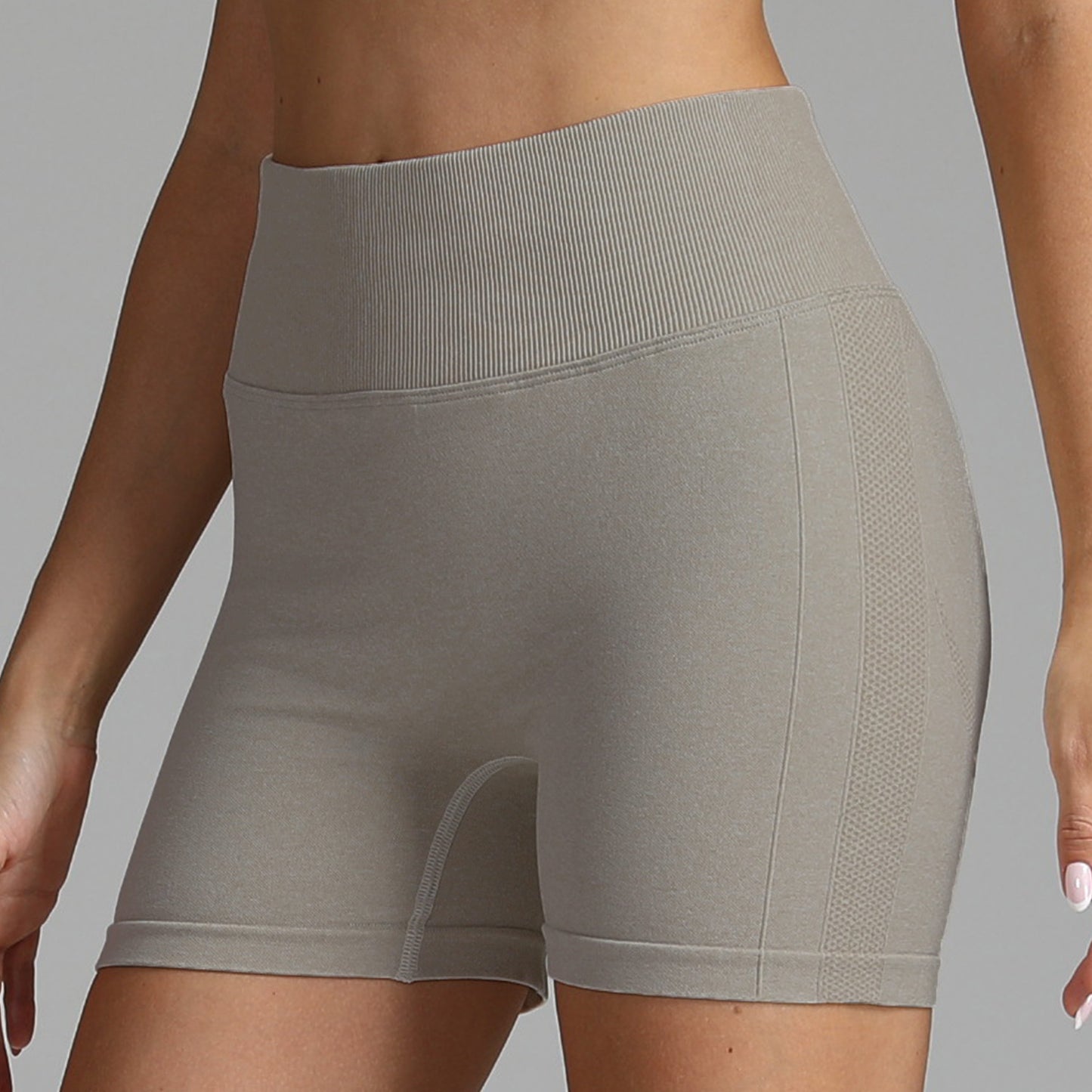 Short de yoga sans couture pour femme, couleur unie, taille haute, pantalon de fitness, de course à pied