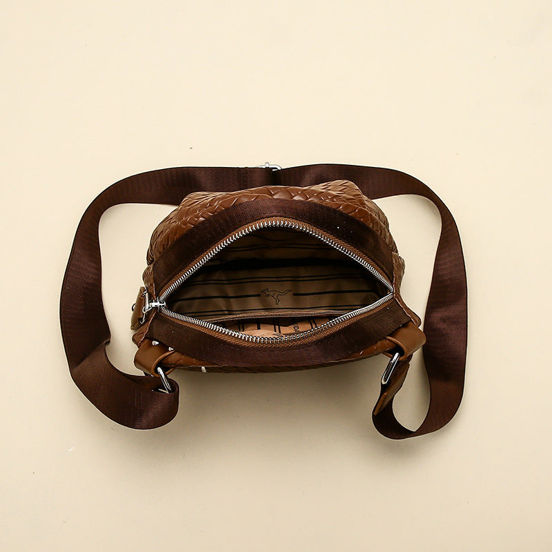 Woven Pu Shell Shoulder Messenger Bag