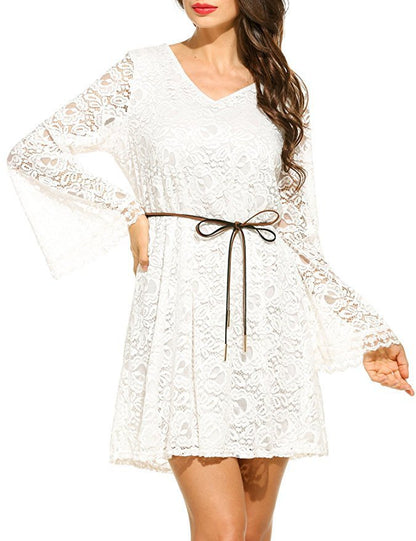 Elegant lace dress summer sexy V-neck large size dress