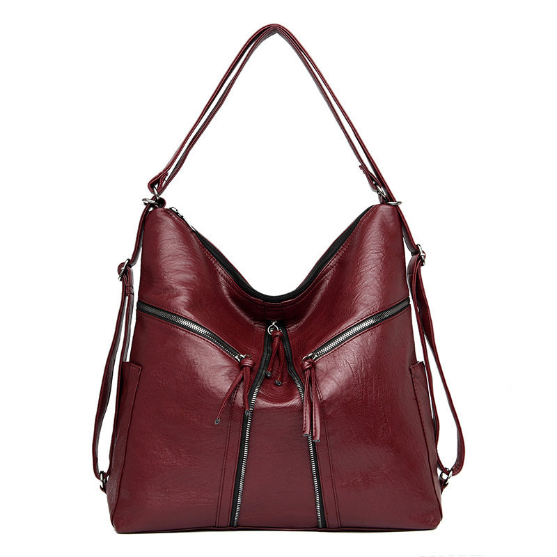 Soft Leather Versatile Leisure Shoulder Bag Multifunctional Backpack