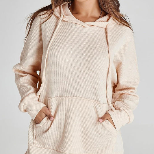 Damen Sweatshirt mit langen Ärmeln und Tasche