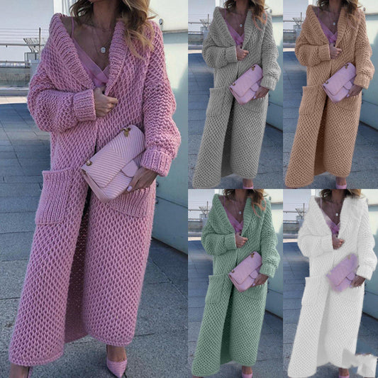 Women winter sweater cardigan ladies long knitwear coat