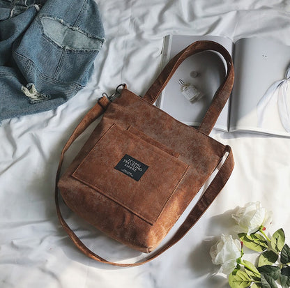 Fashion Corduroy Student Shoulder Crossbody Bag