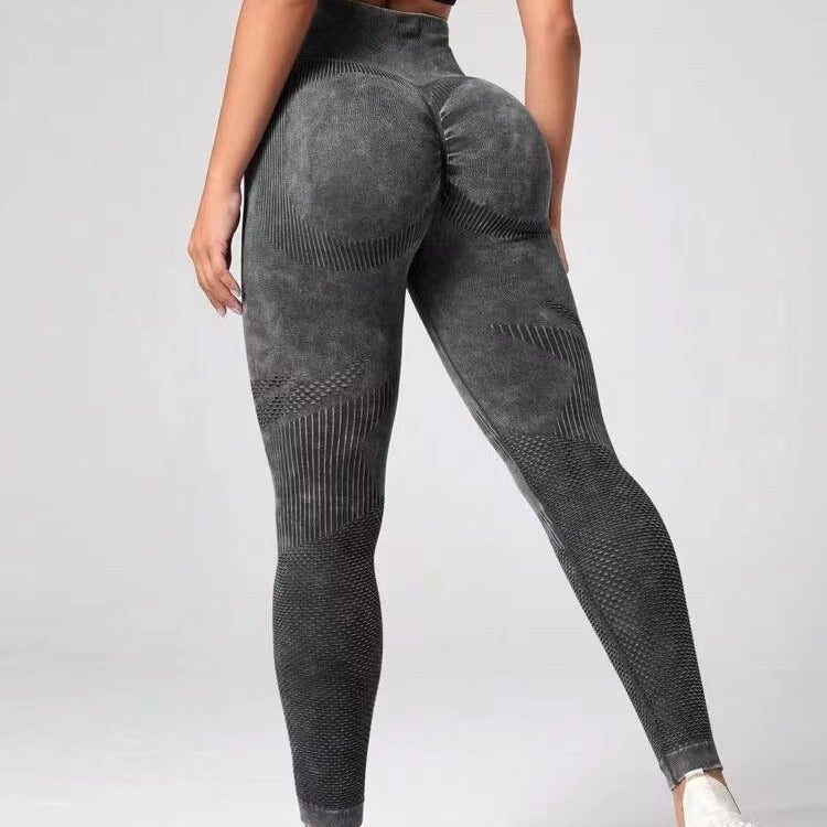 Nahtlose Leggings mit hohlem Design, hohe Taille, Hüftheben, Laufsport, Fitness, Yogahose, modische Damenbekleidung