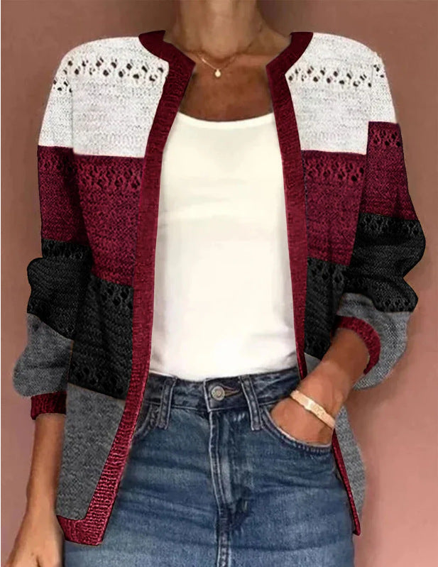 Cardigan ajouré de couleur assortie pour femme