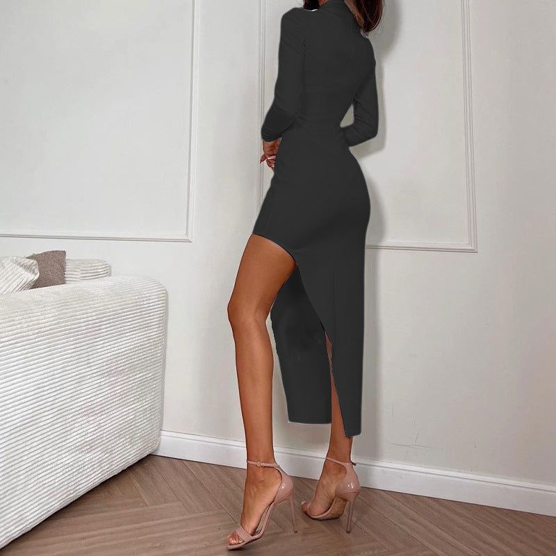 Women's Long-sleeved Split Sheath Slim Dress