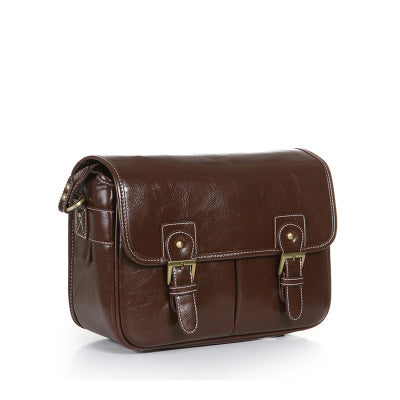 Camera Shoulder Bag Leather Including Inner Liner To Prevent Falling