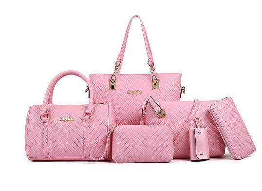 Fashionable And Trendy Embossed Six Piece Set Mother Bag