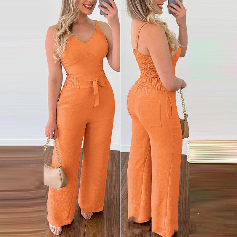 Women's Camisole Straight-leg Pants Casual Suit