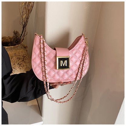 High-grade Bag Women's New Fashion Rhombus Single Shoulder Underarm All-match Niche Texture Chain Messenger Bag