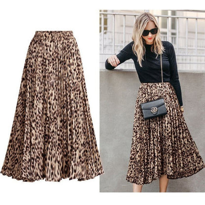 Loose Pleated Skirt With Elastic Waist