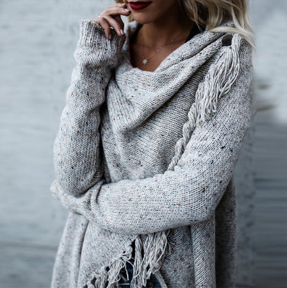 Women's shawl sweater knitted cardigan