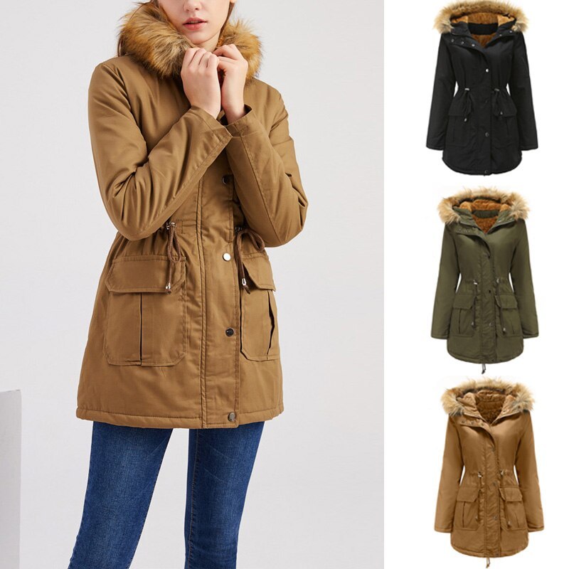 Hooded fur collar winter warm jacket